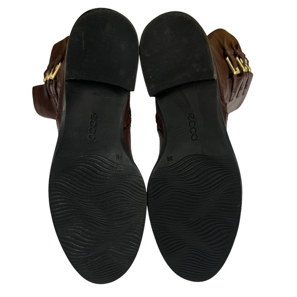 Ecco Hobart Brown Tall‎ Leather Riding Buckle Moto Equestrian Boots EU38 US7-7.5 - Picture 12 of 15